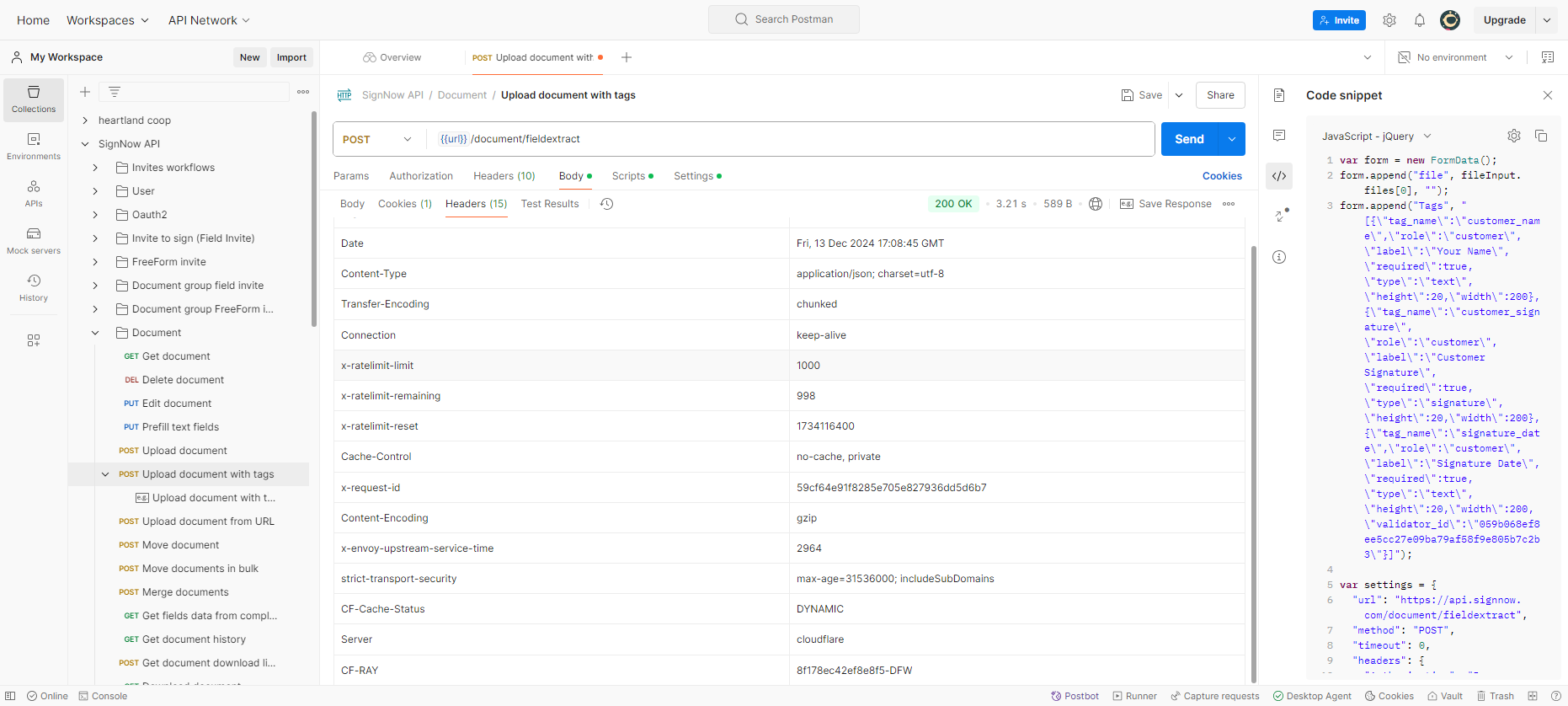 POSTMAN - SignNow API - Successful Response.png